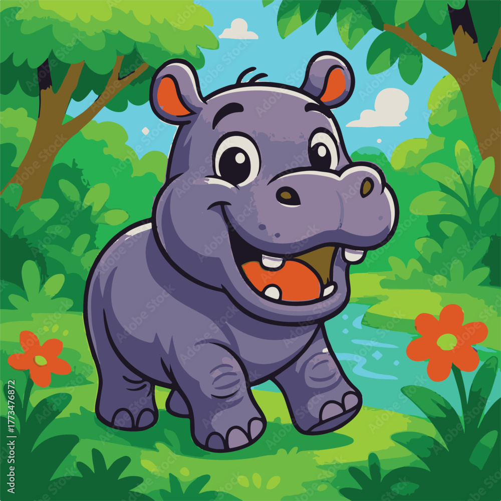 Fototapeta premium hippo cartoon vector image