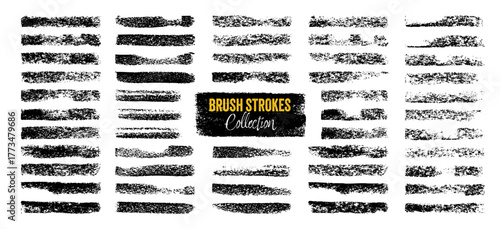 Grunge brush strokes, lines, ink smudges, hand-drawn scribble shapes. Handmade sketchy marks, acrylic stains, charcoal streaks. Paint textures, dry brush effect. Marker underline. Vector illustration