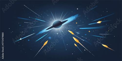 A clock with stars in the night sky shows the universe's bright and sparkle galaxy light design