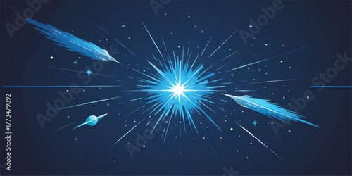 Bright light of a space shuttle launch against the dark starry sky