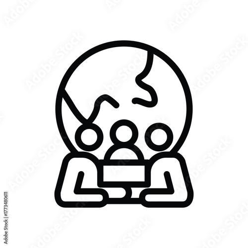 global audience icon with people and globe outline icon vector design good for web or mobile app