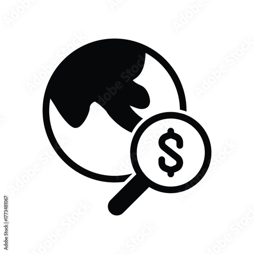 Global world economic analysis solid icon vector design good for web or mobile app