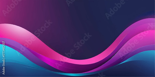 An abstract purple wave design illustration features flowing pink and violet lines creating a futuristic motion pattern backdrop