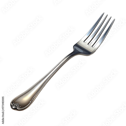 Close-up of a silver fork against a stark black background, showcasing elegant design