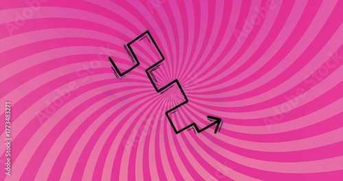 Schilderij op canvas Displaying bold black zigzag arrow descending diagonally across hypnotic pink sp