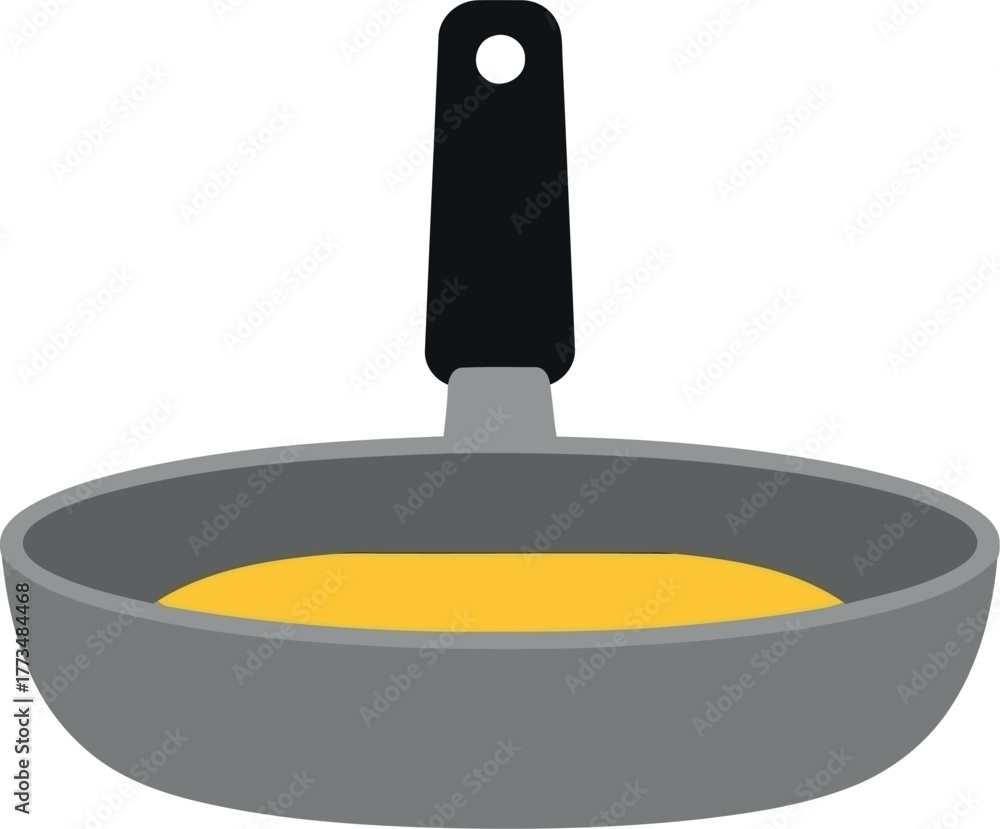 Fototapeta premium Frying pan with cooking oil flat design vector icon