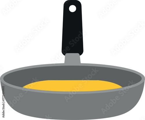 Frying pan with cooking oil flat design vector icon