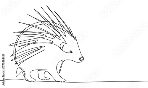 Minimalist Continuous Line Art of a Hystrix 