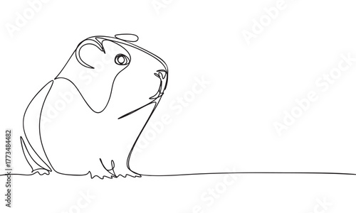 Minimalist One Line Drawing of a Cute Guinea Pig