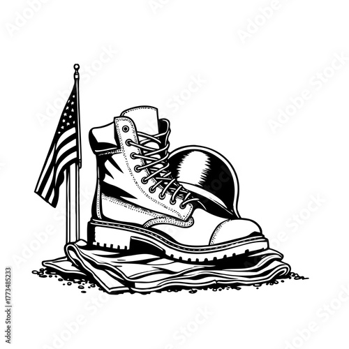 illustration of combat boots