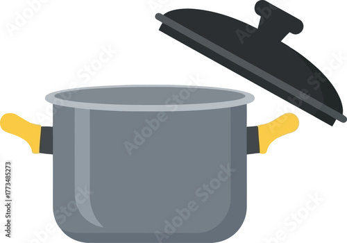 Cooking pot open lid flat design icon vector illustration