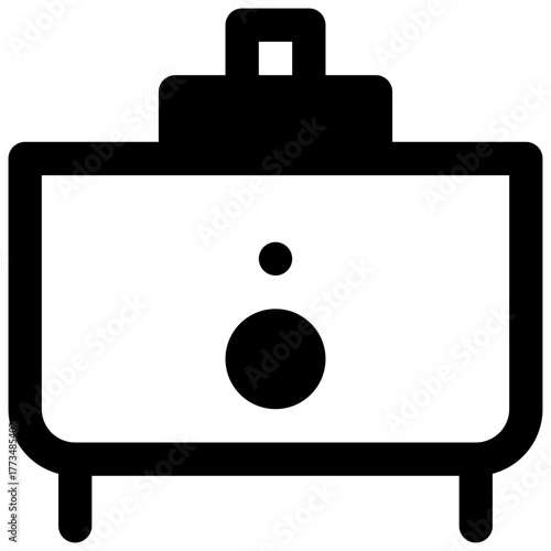 Cheese vat. Outlined stroke vector icon with black-filled details.