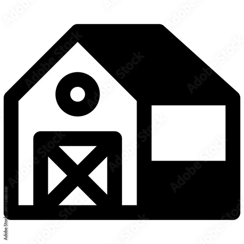 Farm. Outlined stroke vector icon with black-filled details.