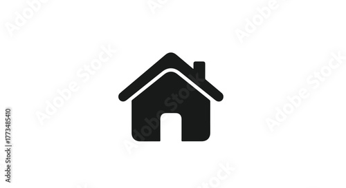 Simple black house icon on a clean white background