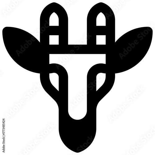 Goat. Outlined stroke vector icon with black-filled details.