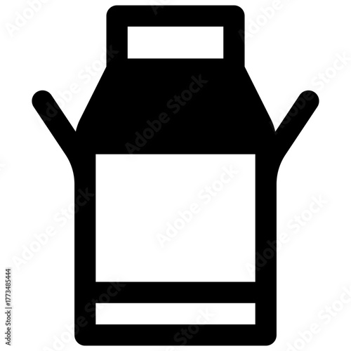 Milk churn. Outlined stroke vector icon with black-filled details.