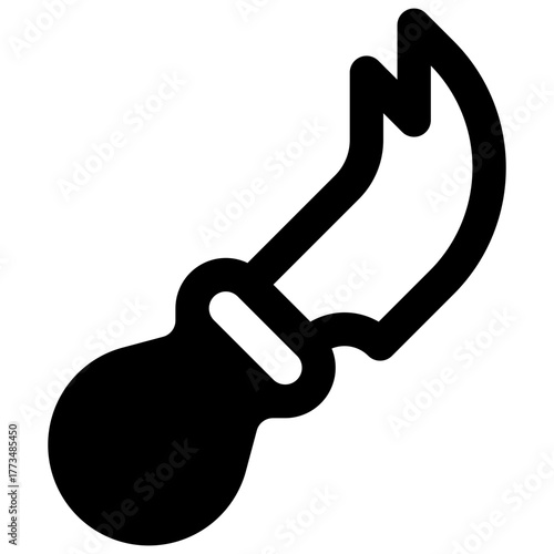 Pronged knife. Outlined stroke vector icon with black-filled details.