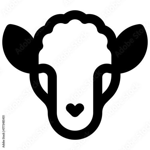 Sheep. Outlined stroke vector icon with black-filled details.