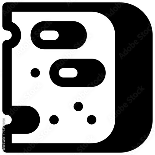 Roquefort. Outlined stroke vector icon with black-filled details.