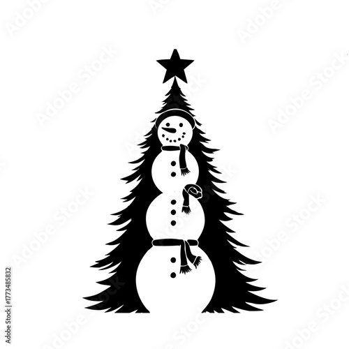 snowman and christmas tree