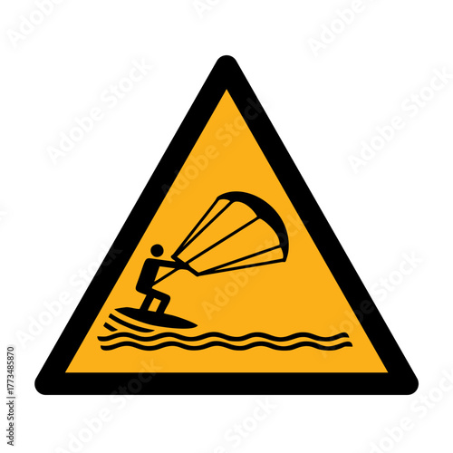  Kite surfing vector design warning safety sign standar ISO 7010