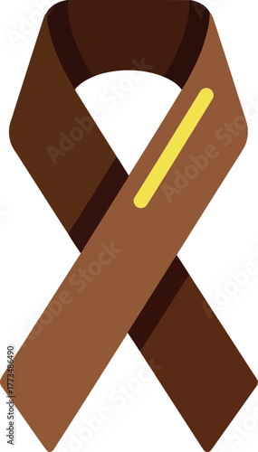 Brown awareness ribbon icon - colon & colorectal cancer support