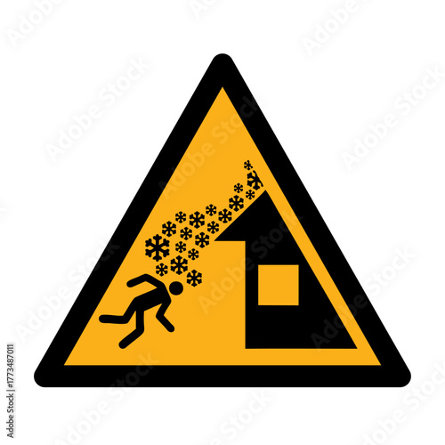 Roof avalanche vector design warning safety sign standar ISO 7010