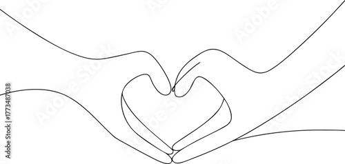 Two hands forming a heart shape outline love gesture
