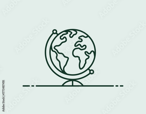 This simplistic globe design symbolizes global unity and travel, featuring an artistic representation of the earth that speaks to connectivity and exploration of our planet.