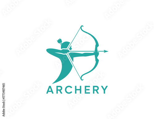 A dynamic logo featuring an archer poised to shoot, representing sports precision and focus, ideal for archery clubs, competitions, or outdoor sports brands.