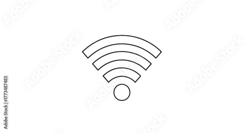 Simple outline of a Wi-Fi signal indicating wireless connection and network availability.
