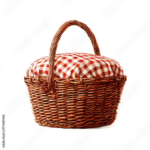 Vector illustration of a picnic basket isolated on a white background
