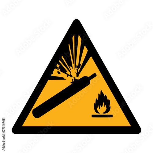 Pressurized cylinder vector design warning safety sign standar ISO 7010
