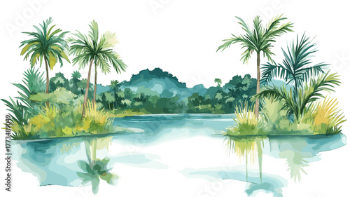 Brownsberg Nature Park. Brownsberg Nature Park hand drawn watercolor illustration