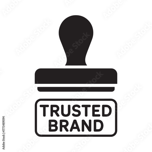 Black and white stamp with the words trusted brand imprinted