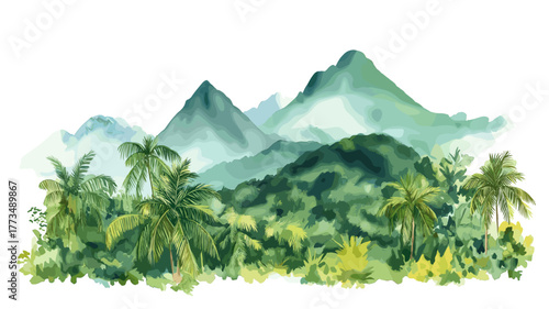 Montagne dArgent. Montagne dArgent hand drawn watercolor illustration