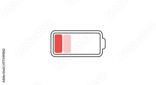 Low battery indicator showing nearly depleted power on a white background.