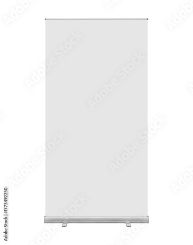 Front view Empty Large Roll up banner isolated on white background