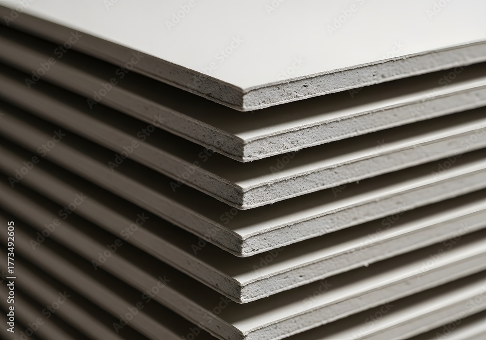 Obraz premium Stack of drywall sheets for construction projects and interior renovation needs