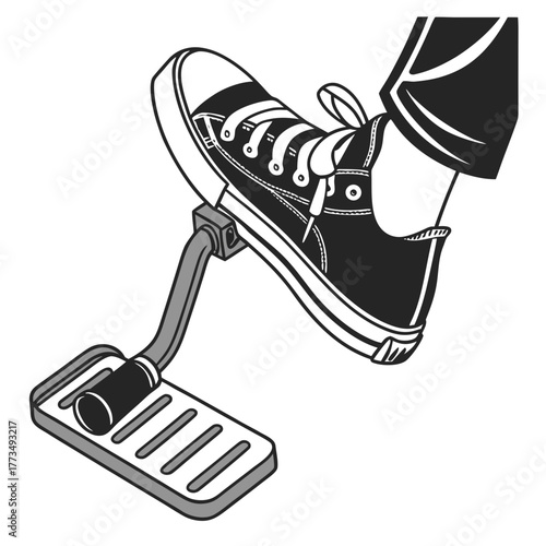 Illustration of a foot pressing on a gas pedal