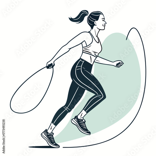 Illustration of a woman jumping rope