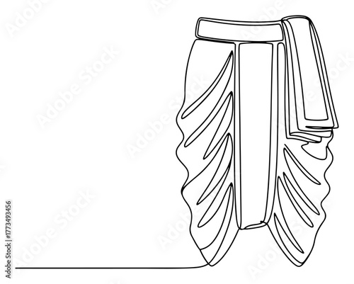 Dhoti traditional Indian male garment continuous single line drawing Hindu clothing vector illustration
