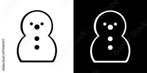 Minimalist snowman vector icon in black and white format.