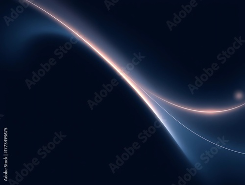 黒背景　未来的な透明感のある光のカーブ背景