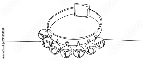 Continuous one line drawing of a Ghungroo musical anklet with bells. Traditional Indian classical dance accessory concept minimalist vector art illustration.