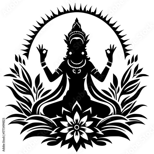 Buddha meditation silhouette