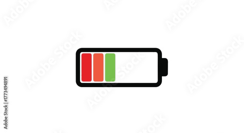 Low battery indicator showing partial charge on a white background