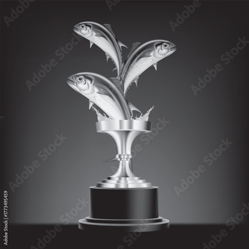 The trophy is in the shape of three fish.