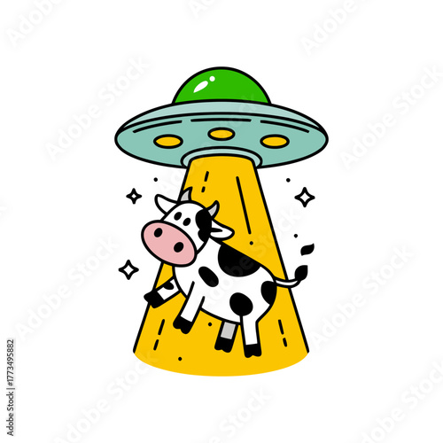 Cartoon Cow Abduction by UFO Colorful
