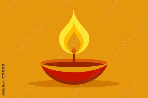 Hot coffee and tea cups with glowing candle flame illustration, a cozy design vector for christmas and diwali celebration